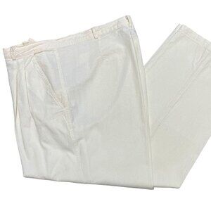 Adis Men White Cotton Pants Relaxed Fit Wide Leg Button Closure Beach Outfit XL